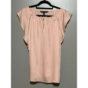 NWOT‎ WHBM Flutter Sleeve Shell Large Pink Polyester Blouse summer beautiful